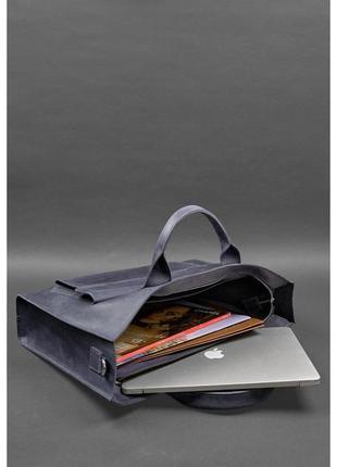 Шкіряна сумка для ноутбука та документів синій crazy horse blanknote арт. bn-bag-50-nn9 фото