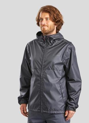 Куртка дождевик decathlon quechua nature hiking mn100 full zip rain coat jacket black