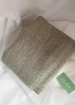 Плед вязаный детский утепленный полоски серые