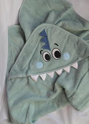 Детское махровое полотенце-уголок динозаврик1 фото