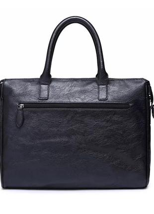 Мужская городская кожаная винтажная чёрная модная сумка портфель2 фото