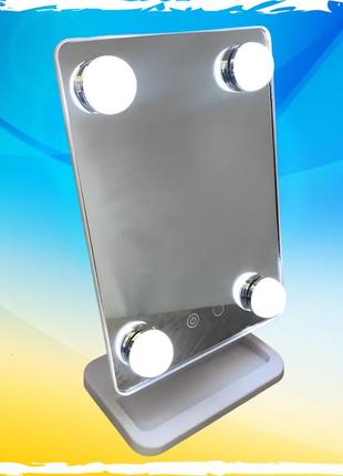 Компактное зеркало с подсветкой для макияжа 360 градусов. зеркало на батарейках аа2 фото