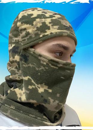 Балаклава пиксельная, камуфляжная флисовая, на флисе. размер универсален. мужская, молодежная, детская