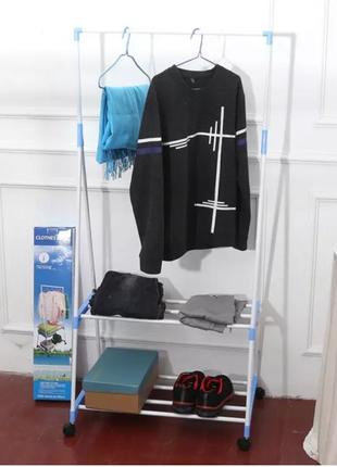 Двох ярусне пересувна підлогова вішалка для одягу clothes rack multi-function3 фото