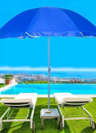 Складаний пляжний зонт з телескопічною ніжкою umbrella travel pro, купол 2 метри1 фото