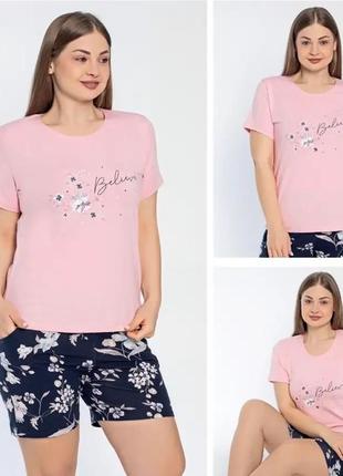 Пижама женская rubina secret. комплект для дома и сна. футболка и шорты