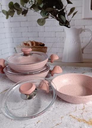 Набор сковородок порционных (омлетницы) -розовый