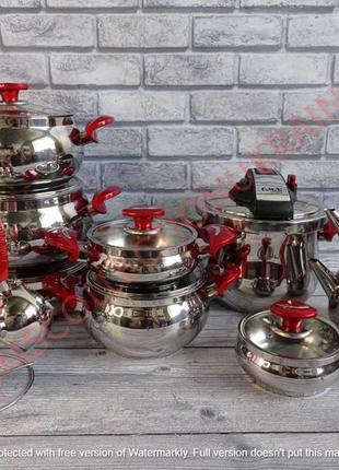 Сімейний набір посуду 22 предмети з нержавіючої сталі від oms collection1 фото