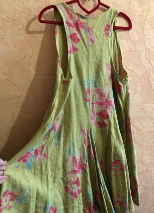 Летнее льняное натуральное платье сарафан итальялия 12-14-16 размер5 фото