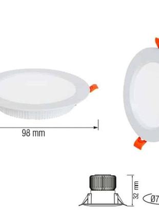 Лед світильник врізний 8w alexa-8 7000к 600lm horoz