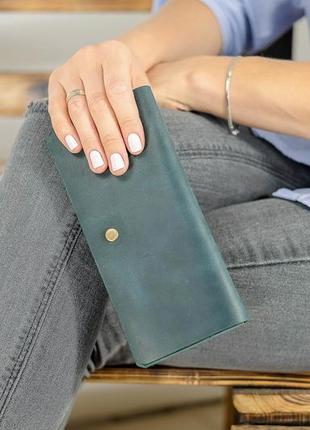 Кожа. ручная работа. кожаный зеленый женский кошелек, портмоне, клатч1 фото