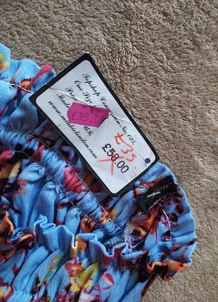 Невероятное нежное женственное небесно голубое длинное платье бандо цветочный принт6 фото