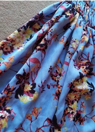 Невероятное нежное женственное небесно голубое длинное платье бандо цветочный принт4 фото