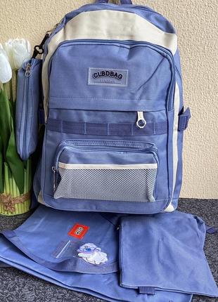 Рюкзак в комплекте: сумка, пенал, кошелек, красивые украшения на застежке!1 фото