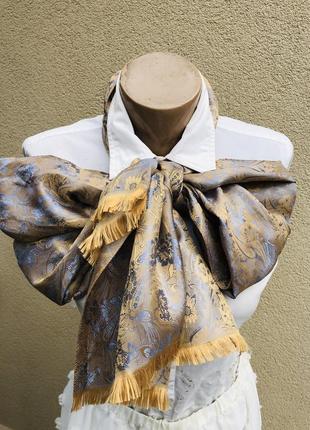 Великий шарф,золотий палантин з бахромою,шелк100%,люкс бренд