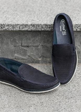 Летние мокасины кадар синий цвет, 40, 45 размер