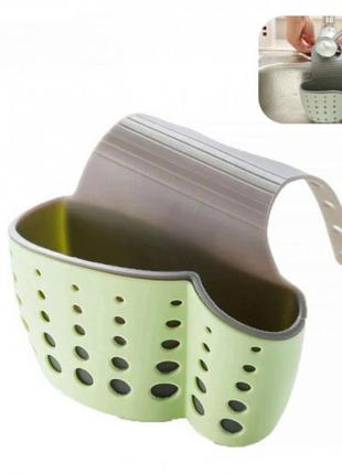 Подвесная корзинка на кран-смеситель для кухонных губок (зеленая)1 фото