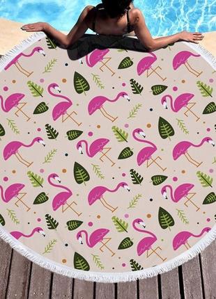 Пляжный коврик фламинго и листья1 фото