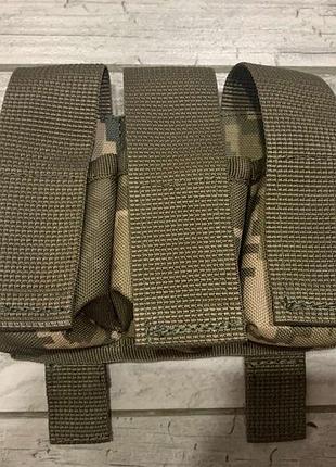 Подсумок мини три отдела для рожка под пистолет, шум гранат, пиксель, камуфляж,тактический