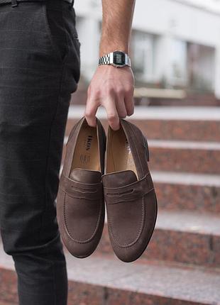 Супер! коричневі лофери з нубуку ikos