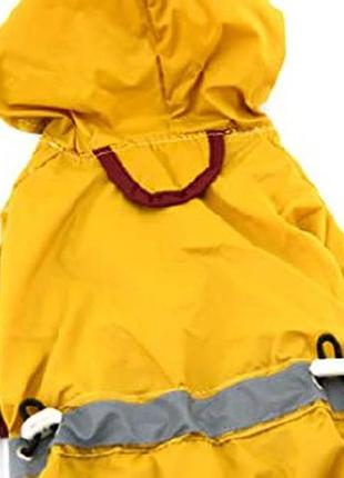 Дождевик для собак со светоотражающими полосами желтый m4 фото