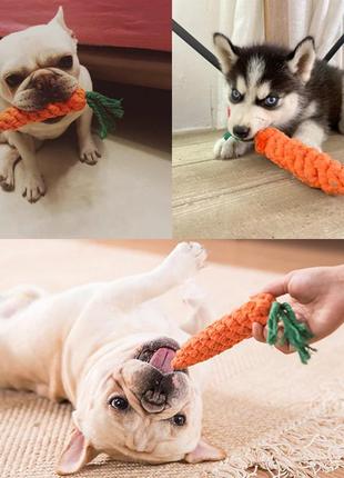 Іграшка для собак у вигляді моркви з каната3 фото