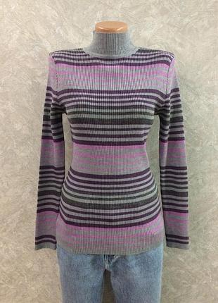 Гольф водолазка в рубчик смужка 50% шерсть, розмір 10-12