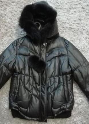Зимняя кожаная куртка пуховик2 фото
