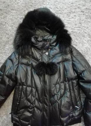 Зимняя кожаная куртка пуховик4 фото
