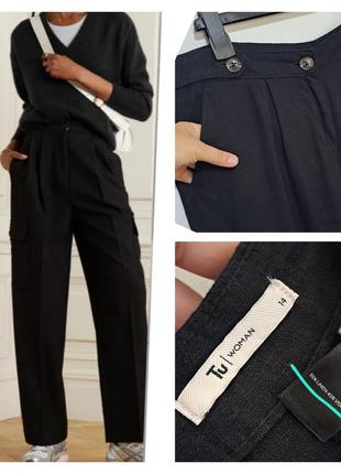 Лен вискоза 100% натуральные высокий рост черные льняные штанины с защипами1 фото