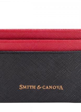 Кардхолдер кожаный smith & canova 26827 devere (black-red)