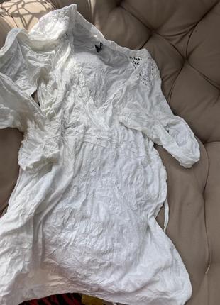 Белая блуза макраме кофта туника