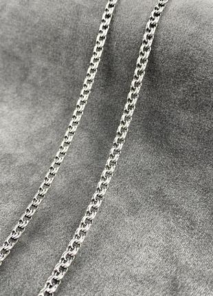 Чоловічий масивний срібний ланцюг, ланцюжок  плетіння ланцюжок плетіння плоский бісмарк 55см, чорнована,925 проба6 фото