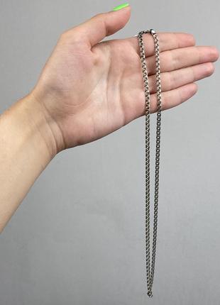 Мужская массивная серебряная цепь, цепочка  плетение плоский бисмарк, 55см, черненая, 925 проба2 фото