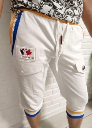 Dsquared2!  мужские белые  трикотажные  шорты-бриджи шикарного качества м-л рр