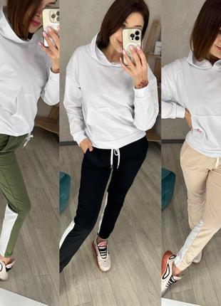 Трикотажний костюм - худі з капюшоном та штани на манжетах s-xl