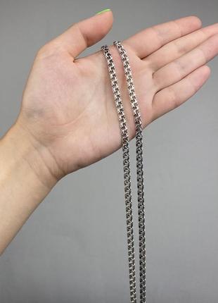 Мужская массивная серебряная цепь, цепочка  плетение , бисмарк 60см, черненая, 925 проба4 фото