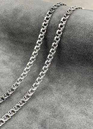 Мужская массивная серебряная цепь, цепочка  плетение , бисмарк 60см, черненая, 925 проба3 фото