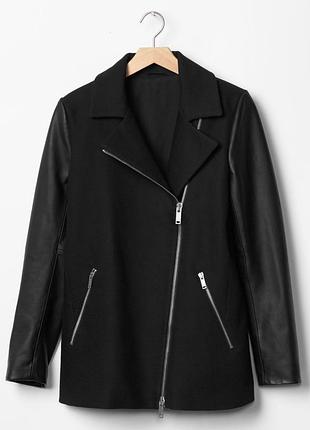 Куртка gap оригинал с кожаными рукавами s-m