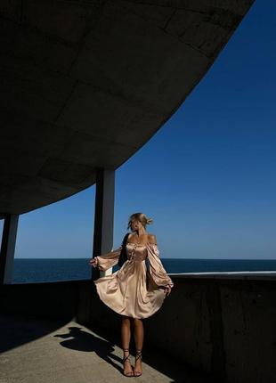 🎨3 цвета! шикарное женское шелковое платье шелковый шелк ёлк беж бежевый бежевая бежевая платья