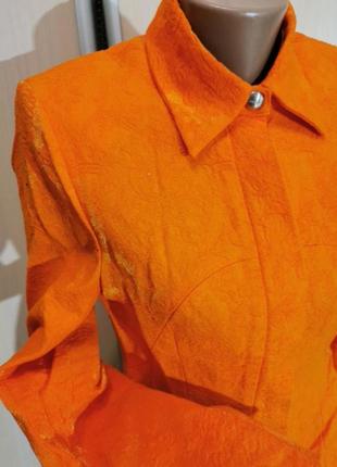 Пиджак, жакет мандаринового оранжевого цвета шерстяной фактурный karen miller