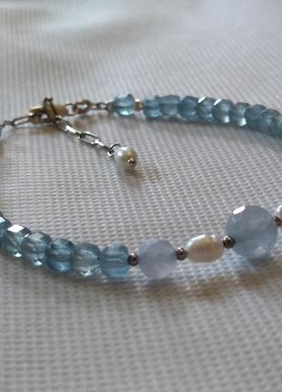 Аквамарин натуральный камень браслет3 фото