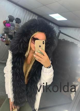 Жіноча зимова куртка бомбер з хутром чорнобурки з 44 по 58 р2 фото