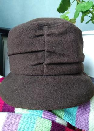 Шоколадная демисезонная шляпа панама/коричневая шапочка2 фото