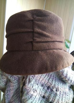 Шоколадная демисезонная шляпа панама/коричневая шапочка5 фото