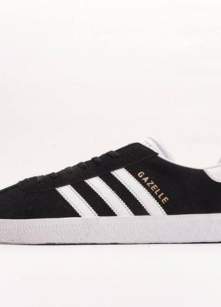 Женские кроссовки adidas gazelle black white кеды адидас газели1 фото