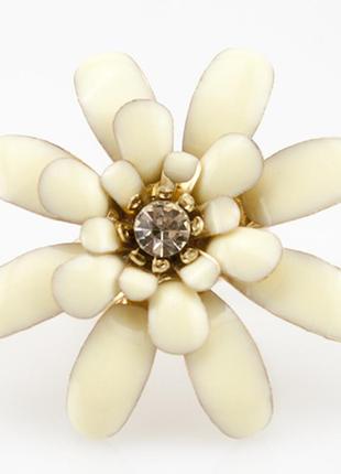 Кольцо цветок с эмалью, безразмерное4 фото