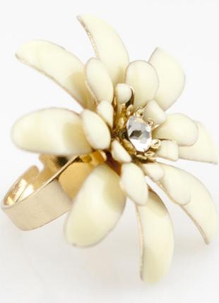 Кольцо цветок с эмалью, безразмерное3 фото