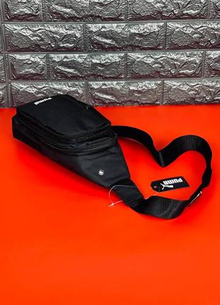 Puma сумка черная мужская слинг текстильная5 фото