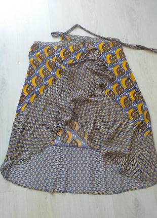 Юбка юбка с желто-синим узором на запах1 фото